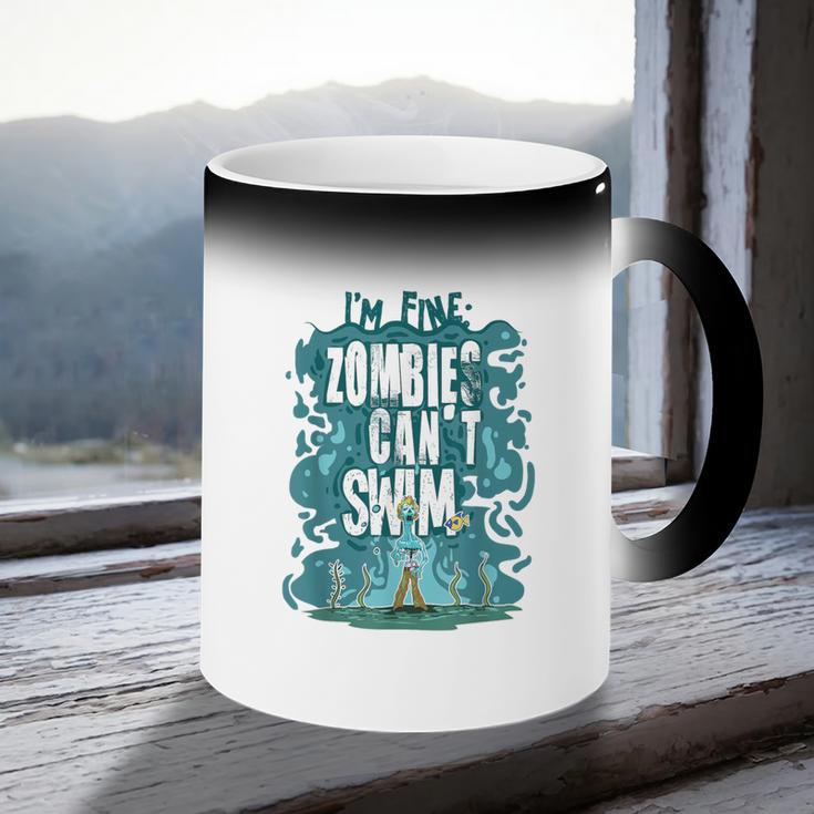 Swimming Quote Zombies Can't Swim For Swimmer Coffee Color Changing Mug Swimming Quote Zombies Can't Swim For Swimmer Coffee Color Changing Mug