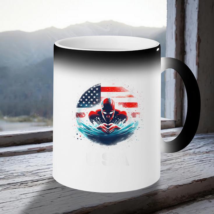Swimming United States American Swimming Apparel Swimming Coffee Color Changing Mug Swimming United States American Swimming Apparel Swimming Coffee Color Changing Mug
