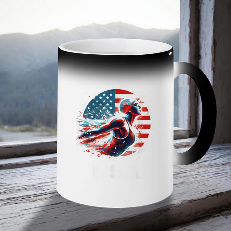 Swimming United States Apparel American Flag Swimming Coffee Color Changing Mug Swimming United States Apparel American Flag Swimming Coffee Color Changing Mug