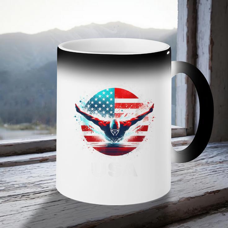 Swimming United States Shirt With American Flag Swimming Coffee Color Changing Mug Swimming United States Shirt With American Flag Swimming Coffee Color Changing Mug