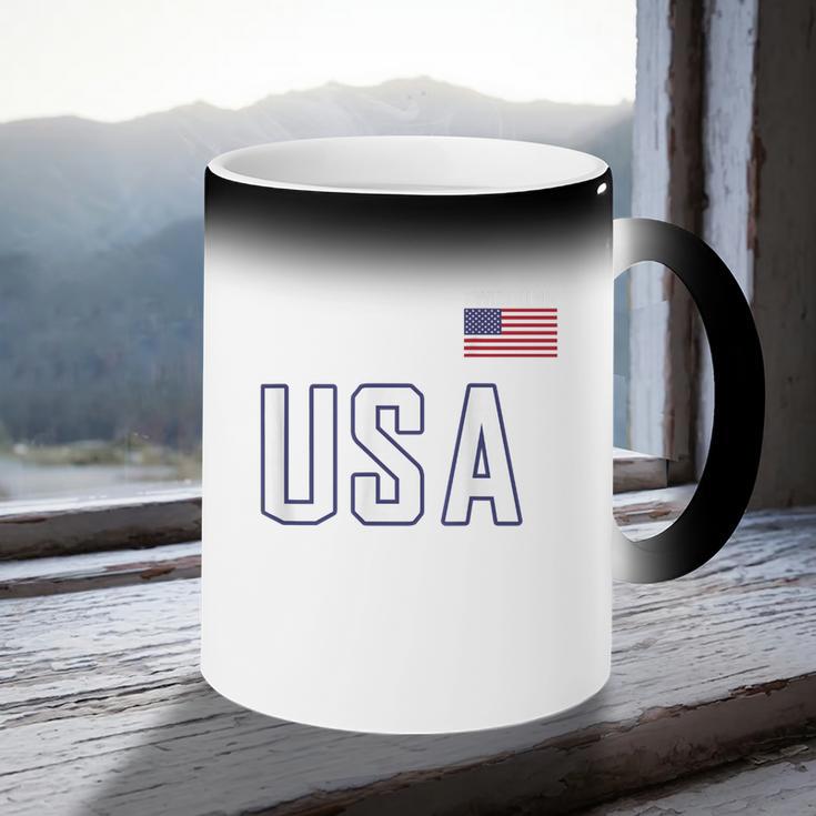 USA Flag Swim Swimming Sport Practice Equipment Men Women Coffee Color Changing Mug