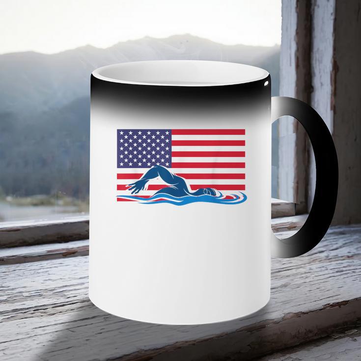 USA Flag Swimmer Swimming Sport Athlete Swim Swimming Coffee Color Changing Mug USA Flag Swimmer Swimming Sport Athlete Swim Swimming Coffee Color Changing Mug