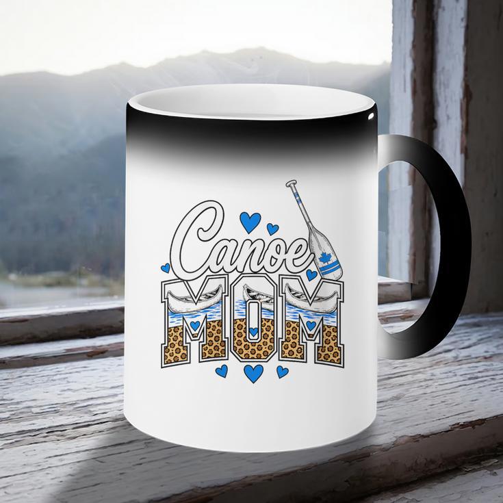 Women's Canoe Mom Leopard Print Paddle River Lake Sport Mother Coffee Color Changing Mug