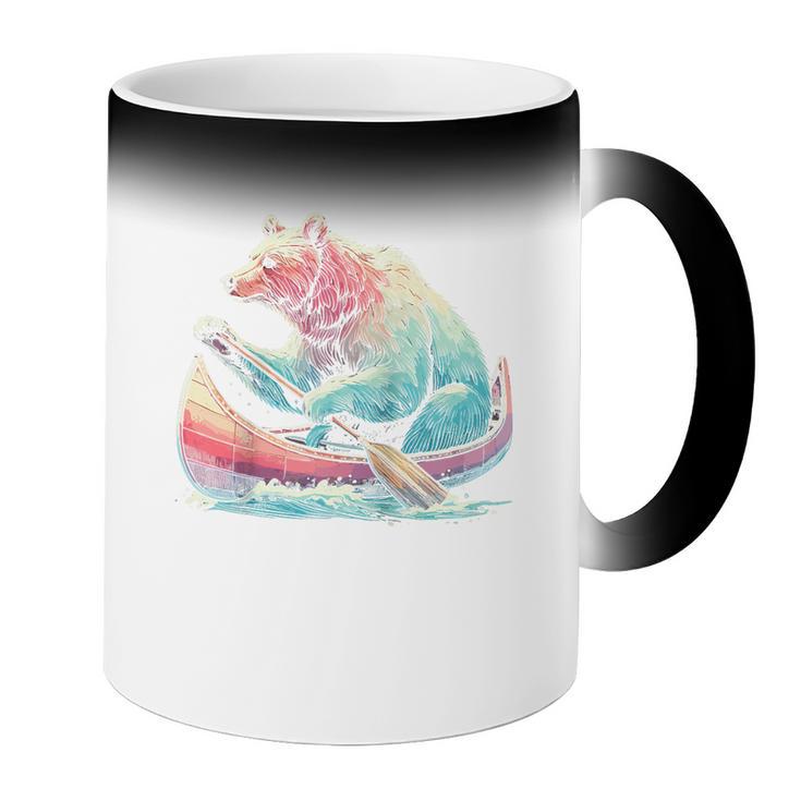 Canoe Bear Canoeing Raglan Baseball Tee Coffee Color Changing Mug