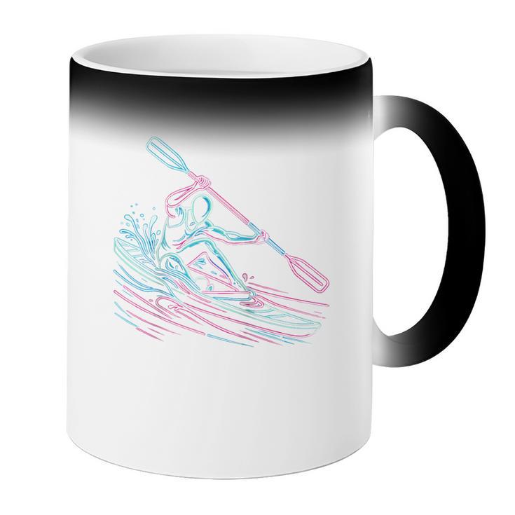 Canoe Canoeing Kayak Paddling Canoeist Raglan Baseball Tee Coffee Color Changing Mug