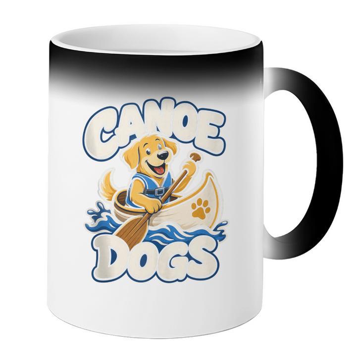 Canoe Dogs Golden Retriever Paddling Graphic Coffee Color Changing Mug