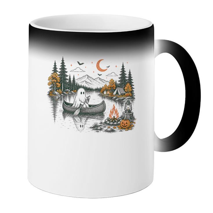 Canoe Ghost Camping Ghost Lake Halloween Spooky Fall Camping Coffee Color Changing Mug Canoe Ghost Camping Ghost Lake Halloween Spooky Fall Camping Coffee Color Changing Mug