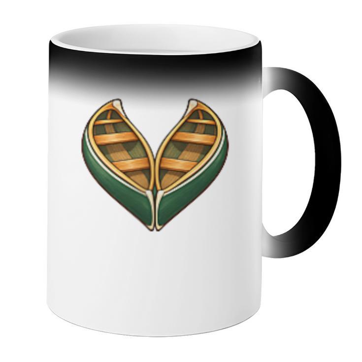 Canoe Heart Cute Minimalist Paddling Adventure Coffee Color Changing Mug Canoe Heart Cute Minimalist Paddling Adventure Coffee Color Changing Mug