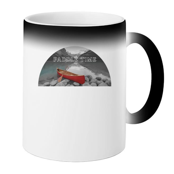 Canoe Lover Time To Paddle Raglan Baseball Tee Coffee Color Changing Mug