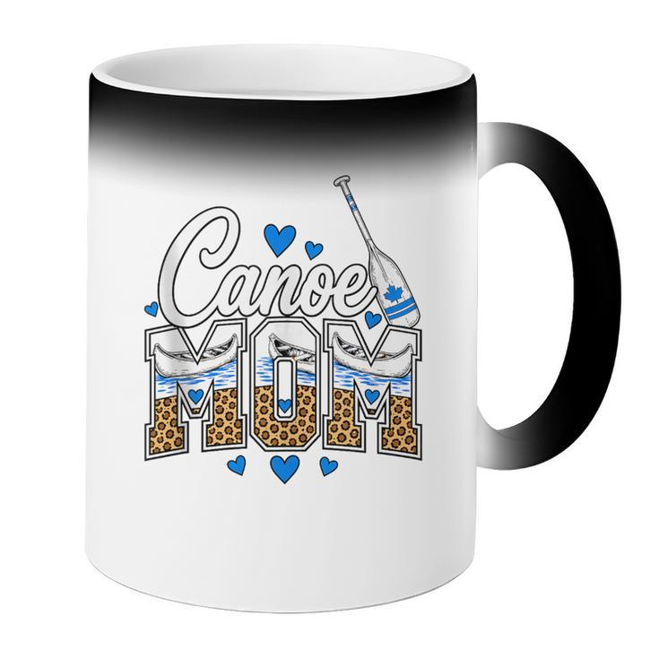 Canoe Mom Leopard Print Paddle River Lake Sport Mother Coffee Color Changing Mug