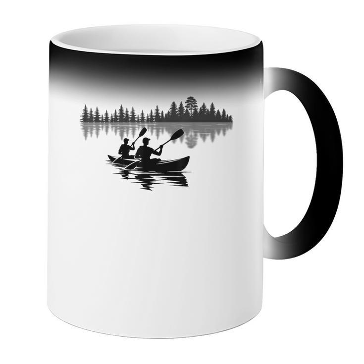 Canoe Silhouette Forest Lake Reflection Coffee Color Changing Mug