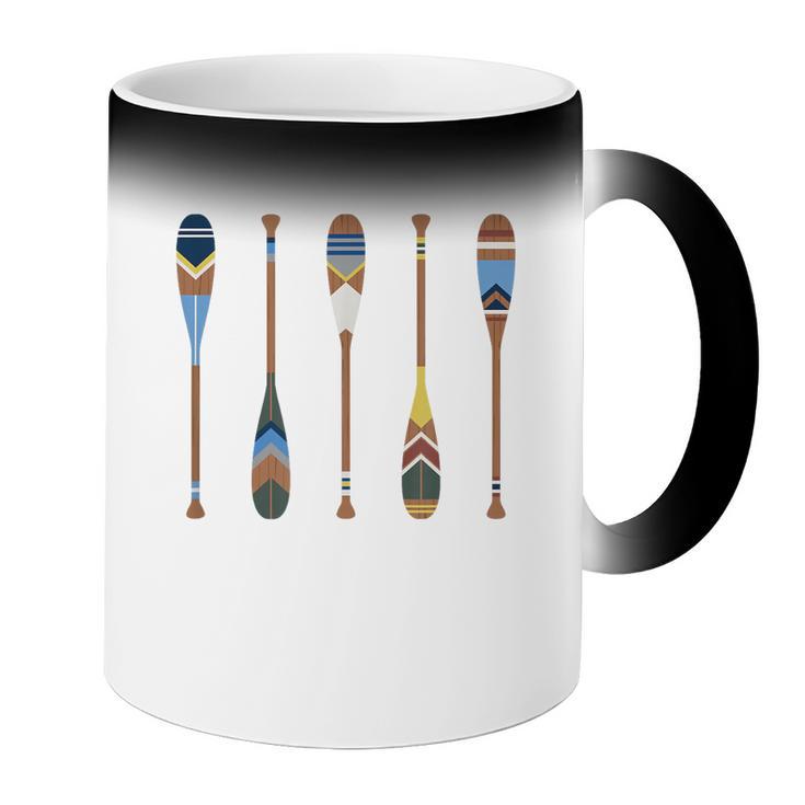 Colorful Painted Oars Paddle Nautical CanoeShirt Coffee Color Changing Mug