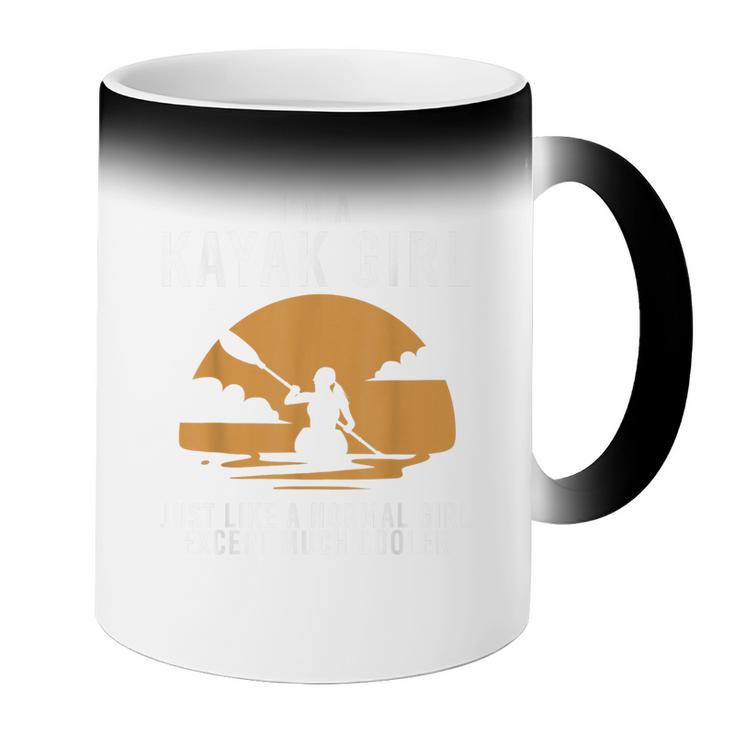 Cool Kayak For Women Girls Kayaker Canoe Kayaking Paddle Oar Coffee Color Changing Mug