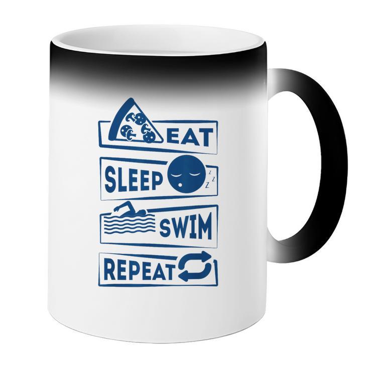 Eat Sleep Swimming Repeat Swimming Coffee Color Changing Mug Eat Sleep Swimming Repeat Swimming Coffee Color Changing Mug