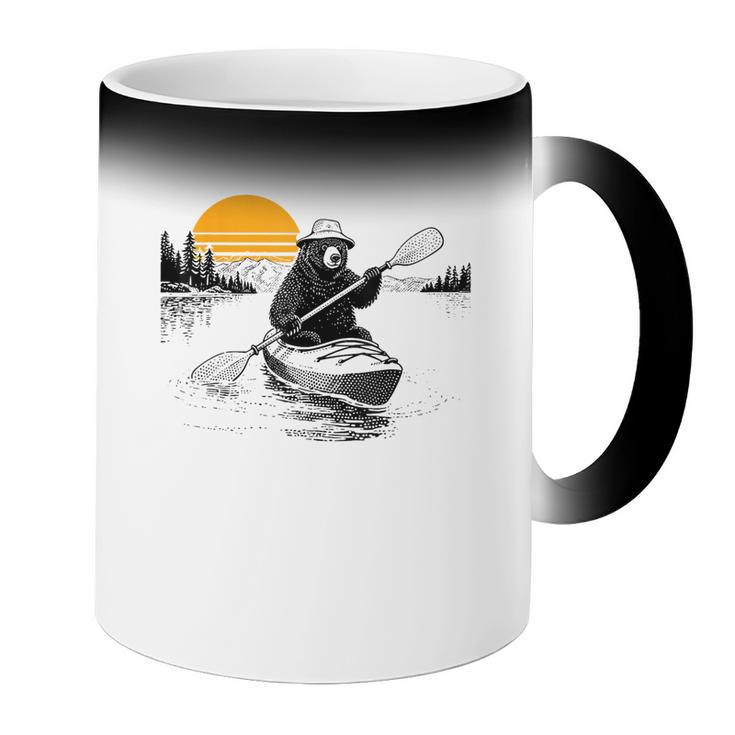 Kayaking Bear Retro Sunset Paddling Canoe Outdoor Adventure Coffee Color Changing Mug