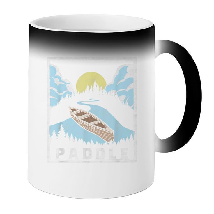 Paddle Retro Style Canoe & Outdoors Simple Canoeing Graphic Coffee Color Changing Mug