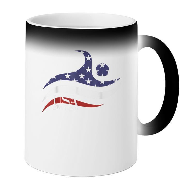 Patriotic American Flag Floating USA Swimming Team Coffee Color Changing Mug Patriotic American Flag Floating USA Swimming Team Coffee Color Changing Mug