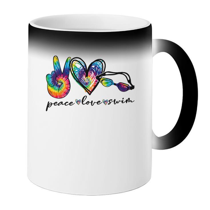 Peace Love Swim Tie Dye Swimmer Swimming Summer Trip Coffee Color Changing Mug Peace Love Swim Tie Dye Swimmer Swimming Summer Trip Coffee Color Changing Mug