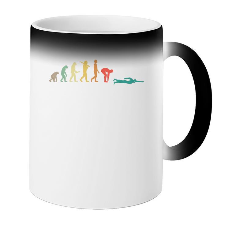 Retro Swimming Evolution For Swimmers Small Coffee Color Changing Mug Retro Swimming Evolution For Swimmers Small Coffee Color Changing Mug