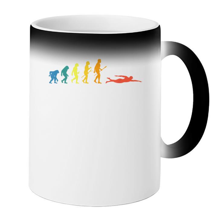 Retro Swimming Evolution For Swimmers Summer Water Lovers Coffee Color Changing Mug Retro Swimming Evolution For Swimmers Summer Water Lovers Coffee Color Changing Mug