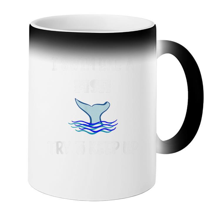 Swim Like a Fish Swimming Sport ExerciseShirt Dk Coffee Color Changing Mug
