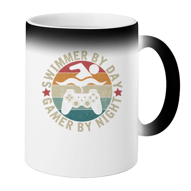 Swimmer By Day Gamer By Night Swimming Swim Gaming Coffee Color Changing Mug Swimmer By Day Gamer By Night Swimming Swim Gaming Coffee Color Changing Mug