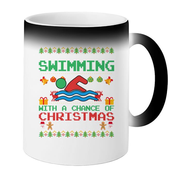 Swimming Christmas Party Swim Swimmer Christmas Ugly Style Coffee Color Changing Mug
