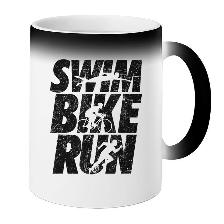 Swimming Cycling Running Triathlon Running Swimming Coffee Color Changing Mug