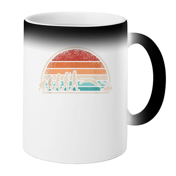 Swimming Evolution Retro Swim Swimmer Men Women Coffee Color Changing Mug
