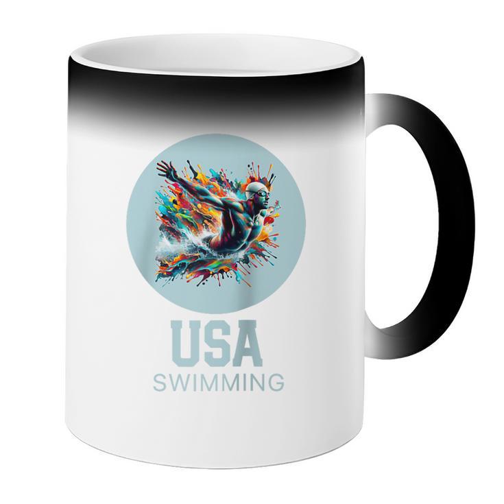 SWIMMING SPORT COMPETITIVE SWIM Raglan Baseball Tee Coffee Color Changing Mug SWIMMING SPORT COMPETITIVE SWIM Raglan Baseball Tee Coffee Color Changing Mug