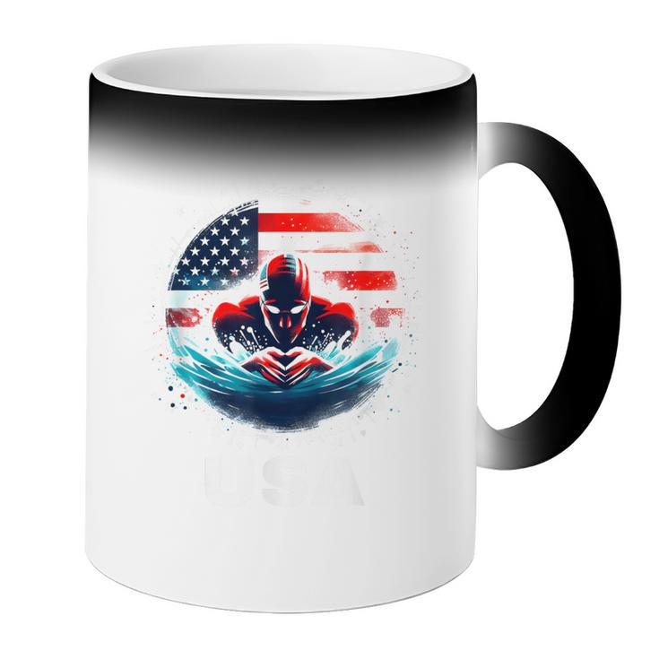 Swimming United States American Swimming Apparel Swimming Coffee Color Changing Mug Swimming United States American Swimming Apparel Swimming Coffee Color Changing Mug