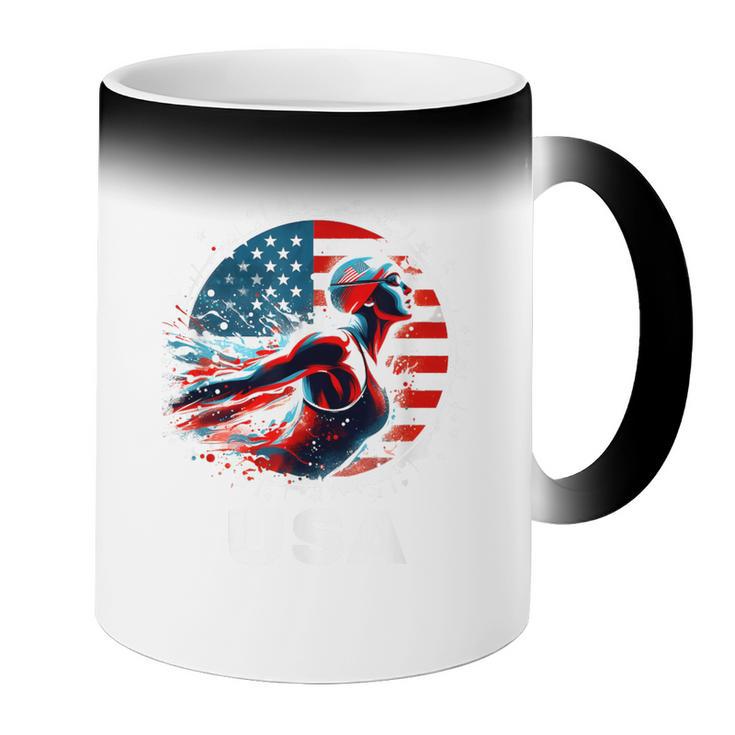 Swimming United States Apparel American Flag Swimming Coffee Color Changing Mug Swimming United States Apparel American Flag Swimming Coffee Color Changing Mug