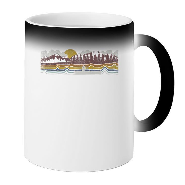 Trendy Canoe Silhouette Colourful Landscape Raglan Baseball Tee Coffee Color Changing Mug