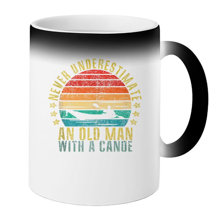 Never Underestimate An Old Man With a Canoe Retro Sleeveless Coffee Color Changing Mug