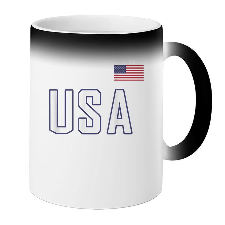 USA Flag Swim Swimming Sport Practice Equipment Men Women Coffee Color Changing Mug