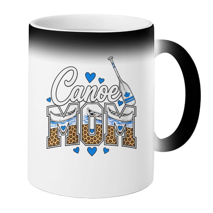 Women's Canoe Mom Leopard Print Paddle River Lake Sport Mother Coffee Color Changing Mug