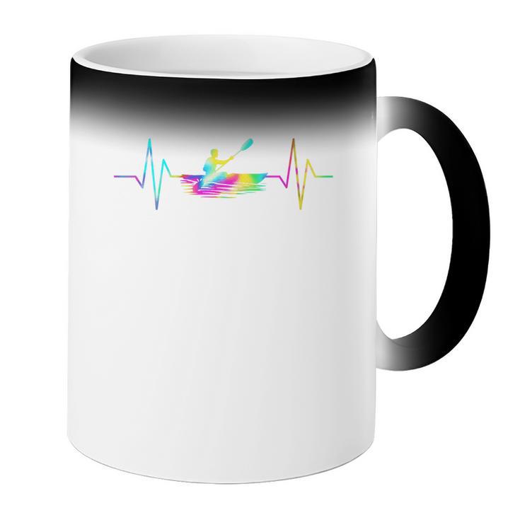 Women's Kayaking Heartbeat Tie Dye Canoe Boating Kayaks Coffee Color Changing Mug Women's Kayaking Heartbeat Tie Dye Canoe Boating Kayaks Coffee Color Changing Mug