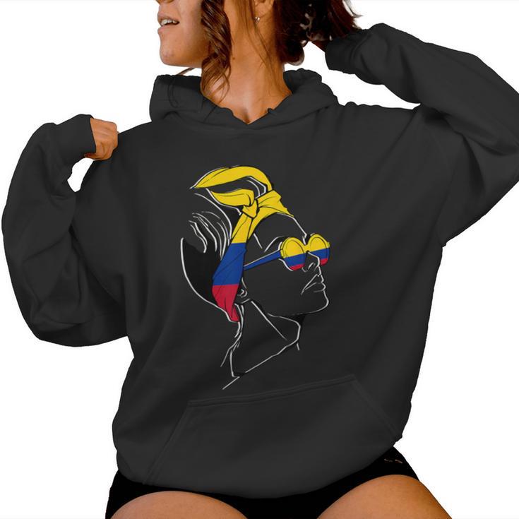 Colombia Bandera Pañuelo Pelo Orgullo Colombiano Sudadera con capucha para mujer