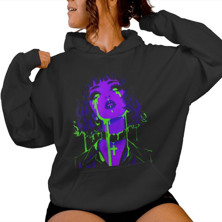 Cybergoth Cybercore Grunge Punk Goth Girl Alt Anime Manga Sudadera con capucha para mujer