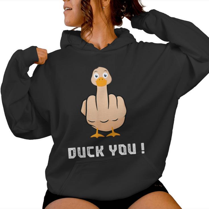 Duck You Duck Lover ひっくり返す鳥 クワック ダッキー 皮肉 レディースパーカー