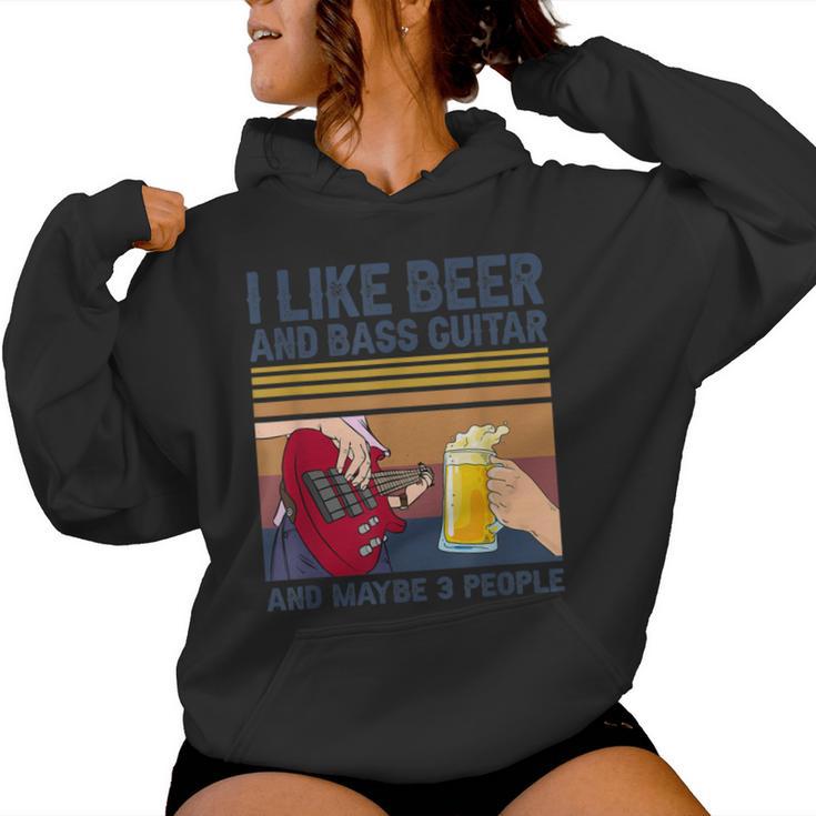 I Like Beer And Bass ギターと 3人 ベーシストギフト レディースパーカー