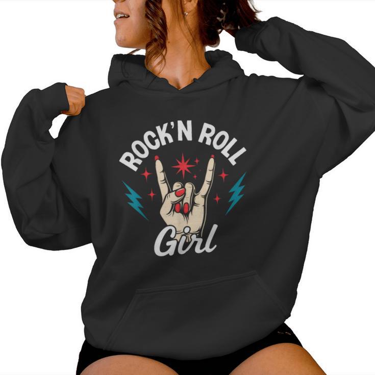 Rock'n Roll Girl Plaque Rock On Hand Cool Punk Rock Sweat à capuche femme