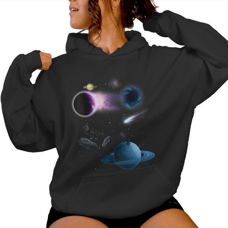Universo Espacio Motivo Planetaistemaolarol Galaxia Cuello Sudadera con capucha para mujer