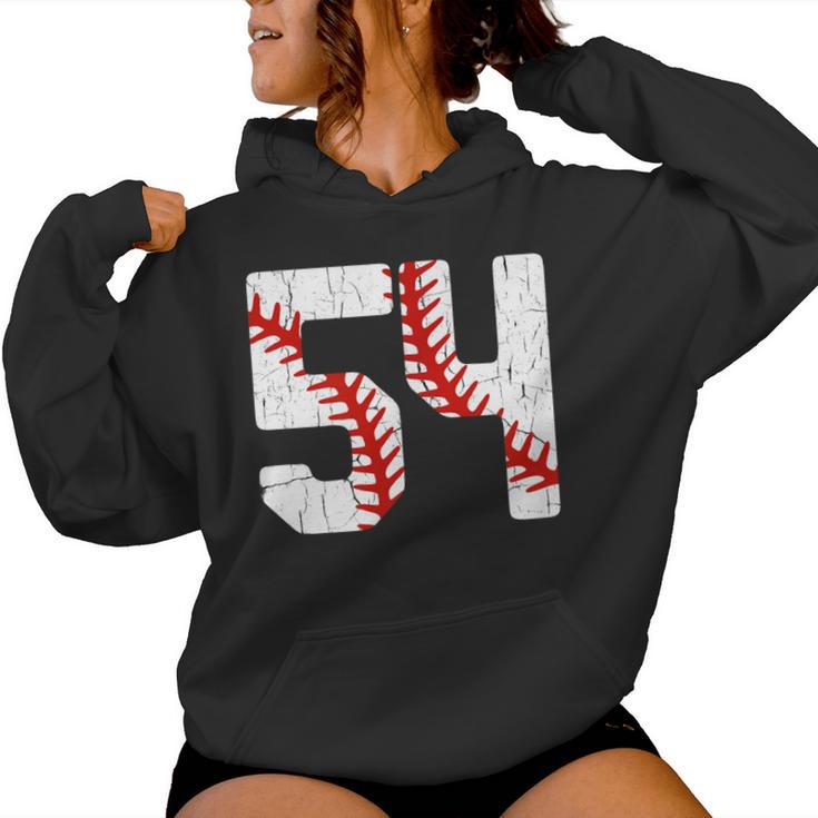 野球選手 ジャージ 番号54 54 Proud Baseball Mom Dad レディースパーカー
