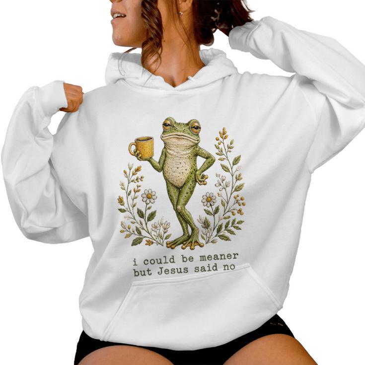 I Could Be Meaner But Jesus Said No Frog Floral Women Hoodie