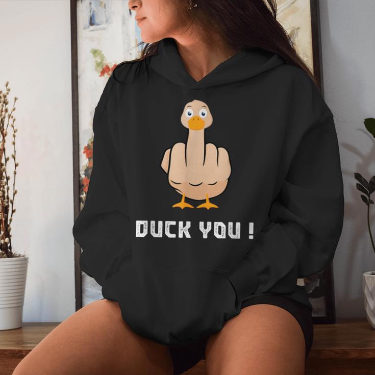 Duck You Duck Lover ひっくり返す鳥 クワック ダッキー 皮肉 レディースパーカー 彼女への贈り物