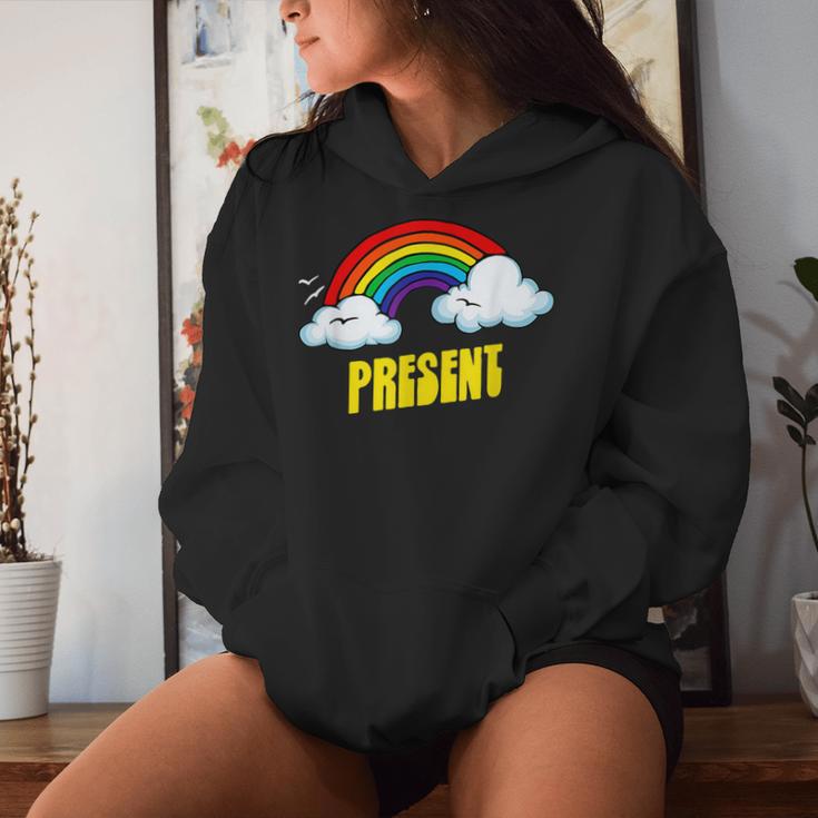 Present Cute arcastic Retrointage Rainbow レディースパーカー 彼女への贈り物