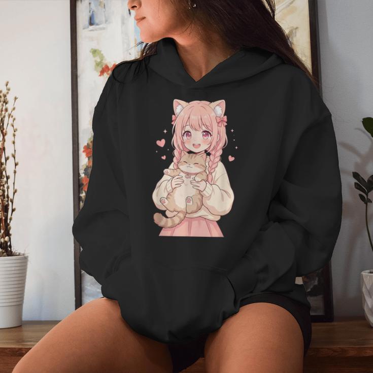 かわいい アニメ 女の子 抱っこ 猫 かわいい 漫画 猫好き オタク レディースパーカー 彼女への贈り物