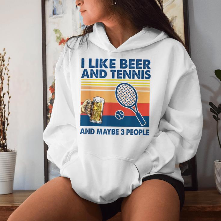 I Like Beer And Tennis Maybe 3 People ビンテージ レディースパーカー 彼女への贈り物