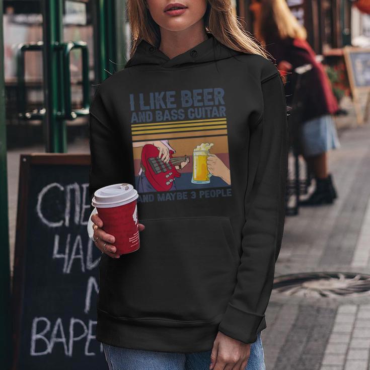 I Like Beer And Bass ギターと 3人 ベーシストギフト レディースパーカー 面白い贈り物